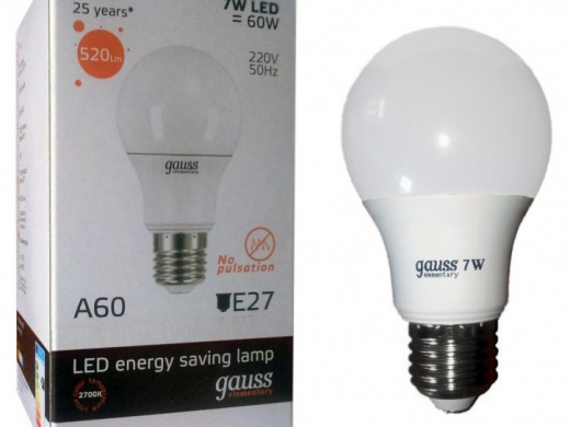 Лампа светодиодная GAUSS А60 Е27 10Вт теп.свет