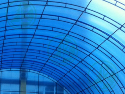 Поликарбонат сотовый10мм (цвет-синий) ширина 2,1м