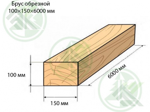 Брус обрезной 100х150х6000мм,