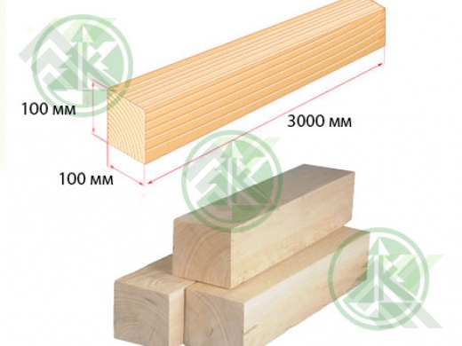 Брус 100х100х3000мм массив сухой строганный