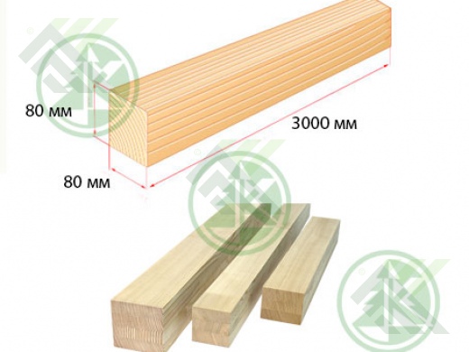 Брус  80х80х3000 клееный сорт АВ