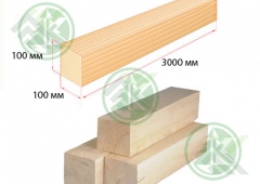 Брус 100х100х3000 клееный сорт АВ