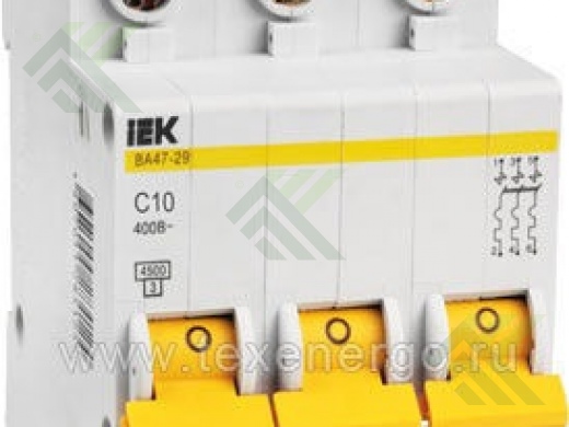 Автомат.выключатель ВА 47-29 3Р 10А IEK