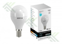 Лампа светодиодная GAUSS Е14 6Вт нейтр.свет шар