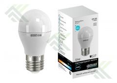 Лампа светодиодная GAUSS Е27 6Вт нейтр.свет шар