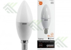 Лампа светодиодная GAUSS Е14 6Вт теп.свет свеча