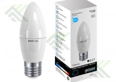 Лампа светодиодная GAUSS Е27 6Вт нейтр.свет свеча