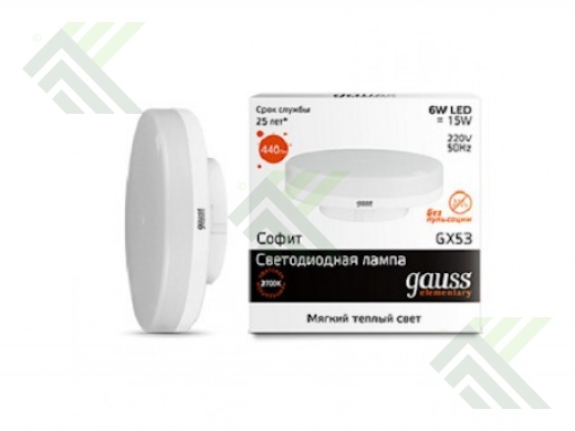 Лампа светодиодная GAUSS GX53 6Вт теп. свет