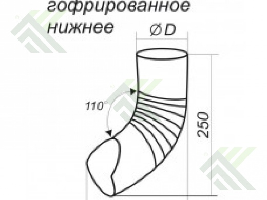 Колено трубы нижнее (слив) 100мм  (цвет-красный RAL 3011)