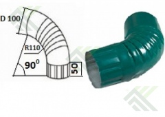 Колено трубы 100мм (цвет-зеленый RAL 6005)