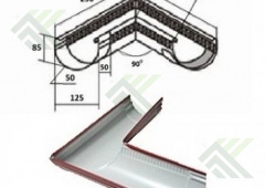 Желоб угловой правый 125мм/ 90град.(цвет- вишня RAL 3005)