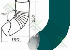 Колено трубы нижнее (слив) 100мм  (цвет-зеленый RAL 6005)