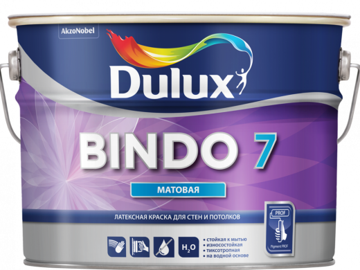 Краска DULUX BINDO 7 для стен и потолка матовая белая 2,5л