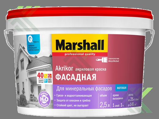 Краска MARSHALL AKRIKOR фасадная структурная 9л УЦЕНКА