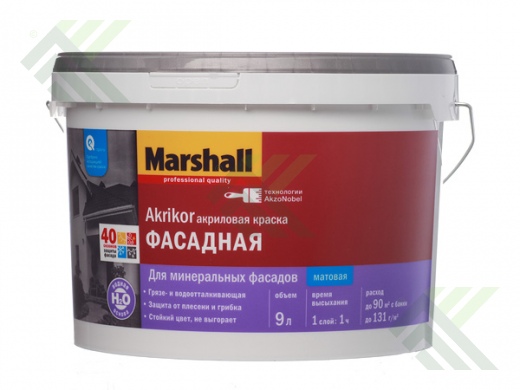 Краска MARSHALL AKRIKOR фасадная структурная 9л УЦЕНКА