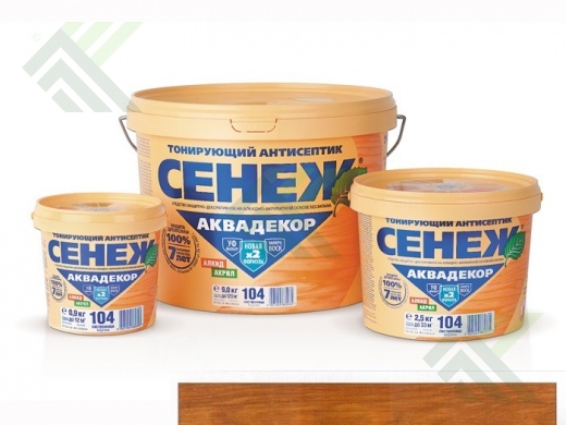 Пропитка для древесины Сенеж Аквадекор 9 кг. Орех №109