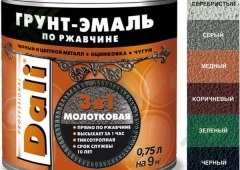 Грунт-эмаль Дали по ржавчине молотков. черный 0,75л