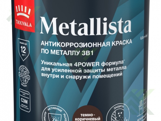 Грунт-эмаль TIKKURILA METALLISTA по ржавчине глянц.коричневая 0,9л