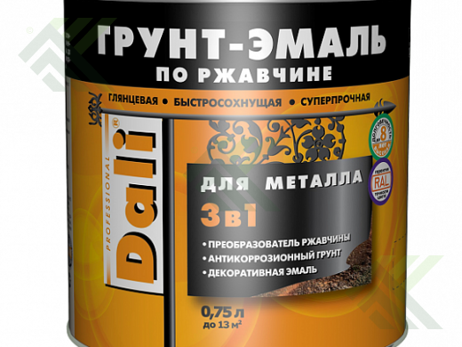 Грунт-эмаль Дали по ржавчине глянц. оранжевая 0,75л