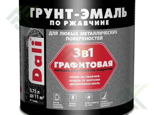 Грунт-эмаль Дали по ржавчине графитовая коричневая 0,75л