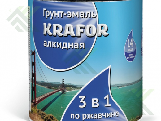 Грунт-эмаль KRAFOR по ржавчине серый 1кг