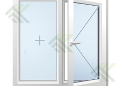 Окно ПВХ 1200х1200мм двуствор./ поворотно-откид.+глух. / 2-й ст-пакет/левое