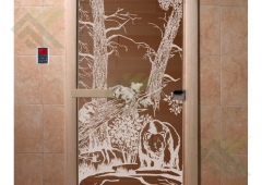 Дверной блок банный стекло БРОНЗА ( DoorWood)