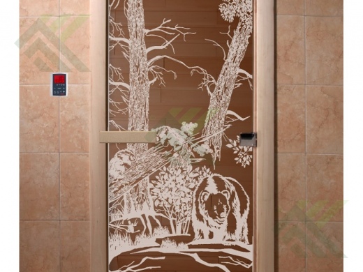 Дверной блок банный стекло БРОНЗА ( DoorWood)  
