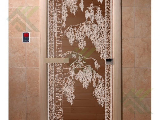 Дверной блок банный стекло БРОНЗА ( DoorWood)  