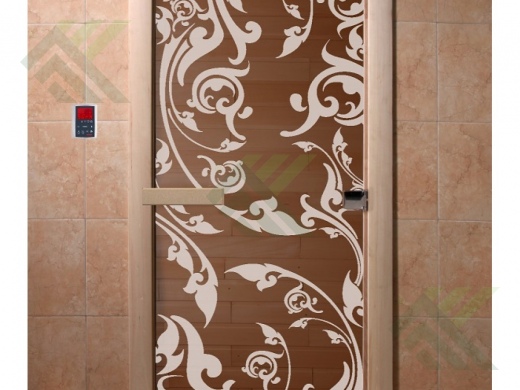 Дверной блок банный стекло БРОНЗА ( DoorWood)  