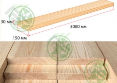 Доска 30х145-150мм сухая строганная