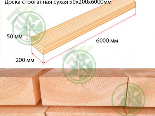 Доска строганная сухая 50х200х6000мм (Б/Н от 25шт-2379р)