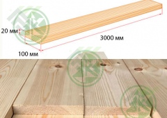 Доска 20х100мм сухая строганная