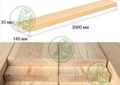 Доска 30х140мм сухая строганная