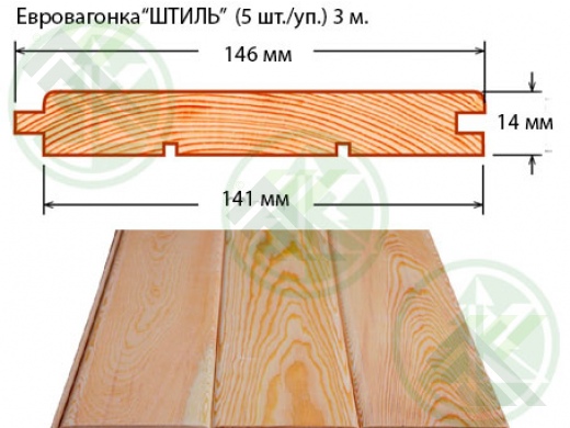 Вагонка 14х146(141)х3000мм ШТИЛЬ (5шт./уп.) сорт АВ(10уп-1569р)