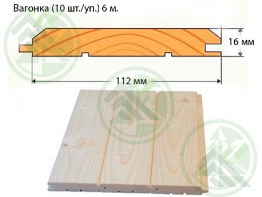 Вагонка 16х112х6000 мм (сорт В)
