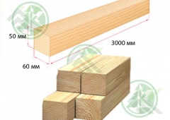 Брусок 50х60мм массив сухой строганный