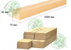 Брусок 40х70мм массив сухой строганный