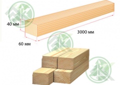 Брусок 40х60мм массив сухой строганный