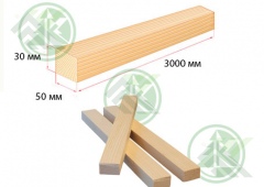 Брусок 30х50мм сухой строганный
