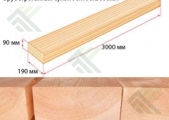 Брус  90х190х3000мм массив сухой строганный