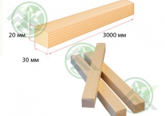 Рейка 20х30мм сухая строганная (2000-3000мм)