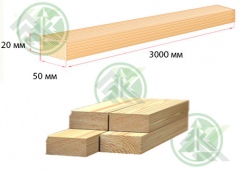 Рейка 20х50мм сухая строганная