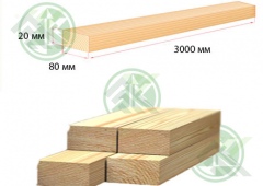 Рейка 20х80мм сухая строганная