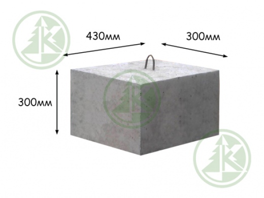 Блок фундаментный 300х300х430мм (с монтажной петлей) (по Б/Н от 50-468р)