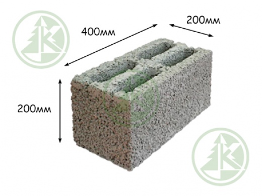 Блоки  керамзитобетонные 200х200х400мм (по Б/Н от 200-105руб)