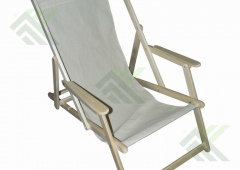 Шезлонг раскладной (с подлокотниками) ГИБКИЙ УСИЛЕННЫЙ (ТКАНЬ)  (липа)