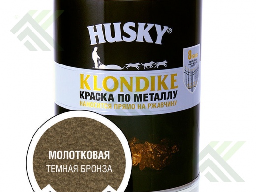 Грунт-эмаль HUSKY KLONDIKE по металлу 3в1 молотковая тем. бронза 0,9л