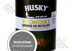 Грунт-эмаль HUSKY KLONDIKE по металлу 3в1 молотковая серый металлик 0,9л