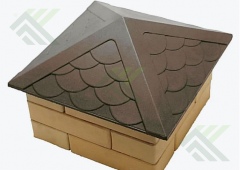 Колпак на столб полимерпесчаный 440х440мм (385х385мм) (Чешуя/Шоколад))